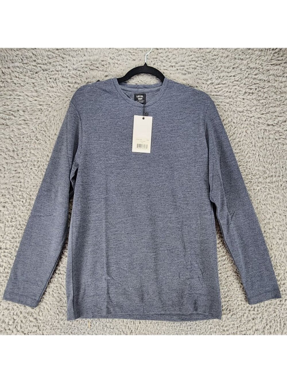 Level Ten Shirt Mens Small Blue Long Sleeve Jersey Knit Crewneck Tee *NWT*